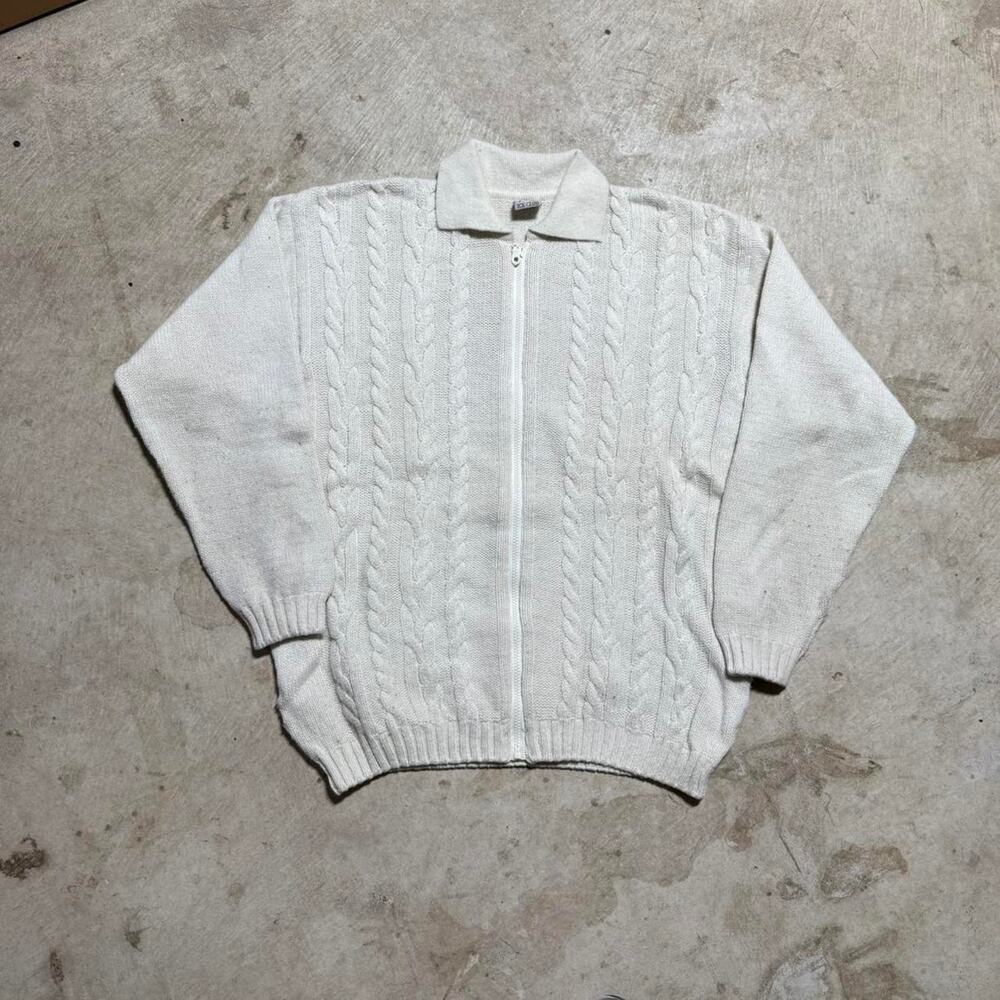 Vintage VTG 90’s Cable Knit Zip Up Sweater